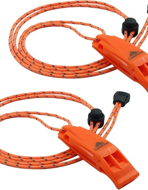 Emergency Whistles with Lanyard Safety Whistle Survival Shrill Loud Blast for Kayak Life Vest Jacket Boating Fishing Boat Camping Hiking Hunting Rescue Signaling Kids Lifeguard Plastic 2 Pack
