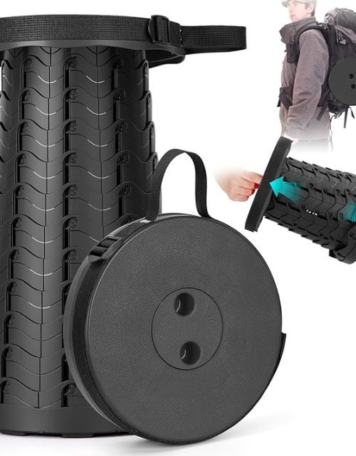 Collapsible Stool, Folding Chair - Upgraded Portable Chair with Load Capacity 400lbs, Portable Stool for Camping Fishing Hiking - Folding Stool with Carrying Straps,Gifts for Fisherman (Black)