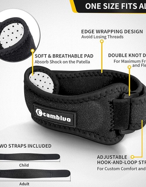 CAMBIVO 2 Pack Knee Braces for Women and Men, Patella Knee Support Strap, Basketball, Running, Hiking, Volleyball, Tennis, Squats